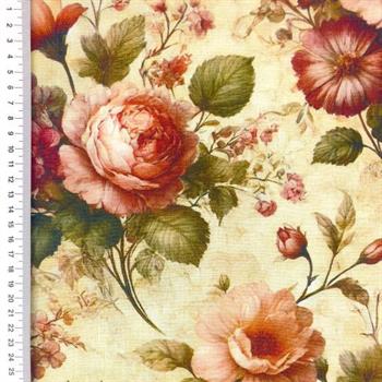 Viscose linen Digital print, Roser